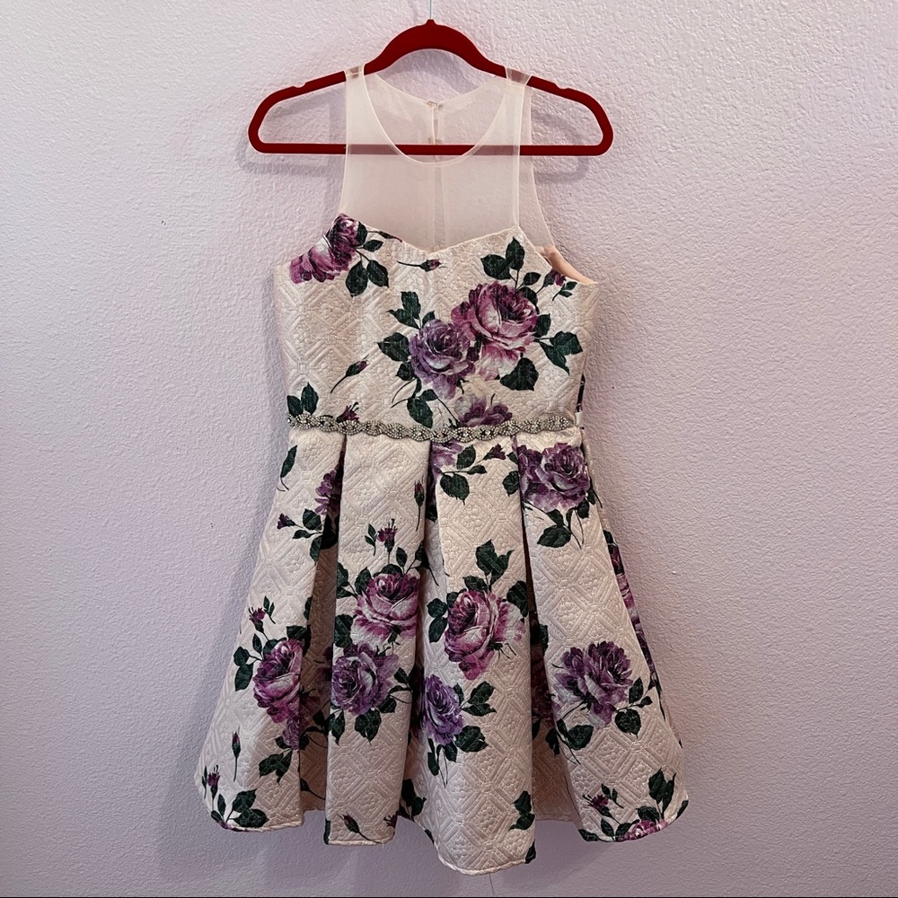 Rare Editions girls purple floral formal dress size 10